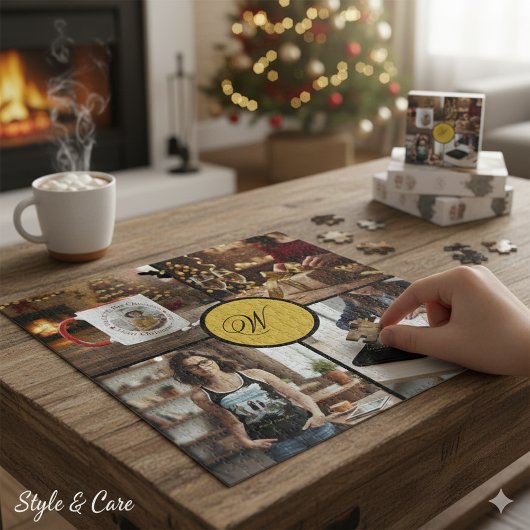 Custom Four Photo Monogram Design Perfect Legpuzzel