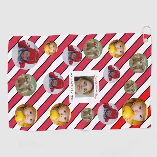 Custom Four-Photo 🎄 Vakantie Beste Moeder Golfhanddoek (Horizontaal)