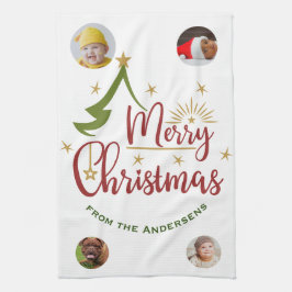 Custom Four-Photo 🎄 Vakantie Gift Theedoek