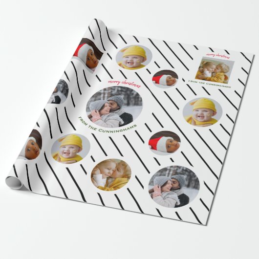 Custom Four-Photo 🎄 Vakantie Kerstcadeau Cadeaupapier (Uitgerold)