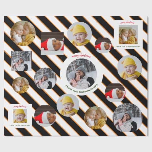 Custom Four-Photo 🎄 Vakantie Kerstcadeau Cadeaupapier (Vlak)