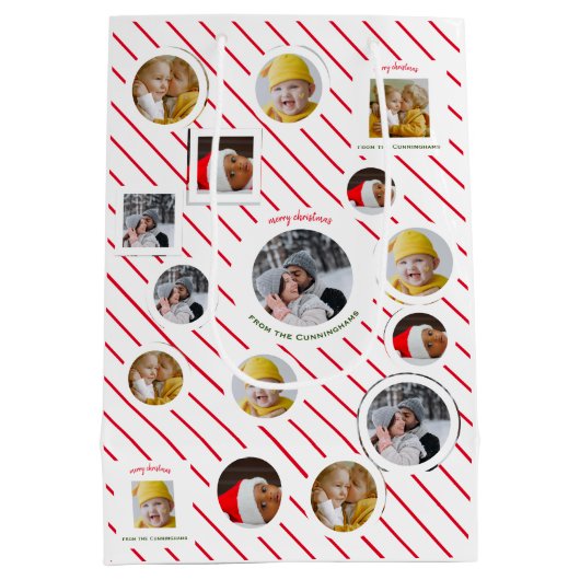 Custom Four-Photo 🎄 Vakantie Kerstmis Medium Cadeauzakje (Achterkant)