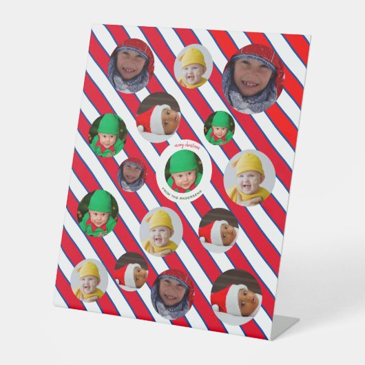 Custom Four-Photo 🎄 Vakantie Kerstmis Reclamebord Met Voetstuk (Voorkant)