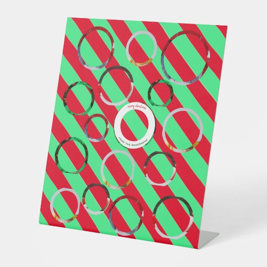 Custom Four-Photo 🎄 Vakantie Kerstmis Reclamebord Met Voetstuk (Voorkant)