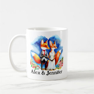 Custom Fox Couple Names Personalized Koffiemok