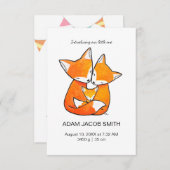 Custom Fox Family Baby Geboorte Aankondiging Kaart (Voorkant / Achterkant)