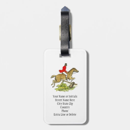 Custom Fox Hunt Jumper Hunter Horseback Riding Bagagelabel (Achterkant verticaal)