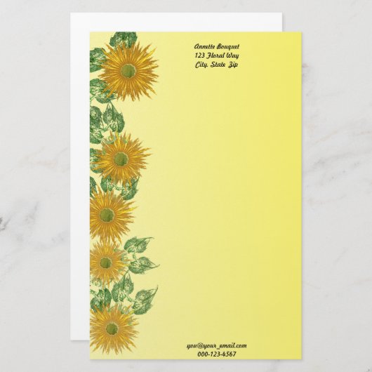 Custom Fractal Artwork Flower Leaf Border Briefpapier (Voorkant / Achterkant)