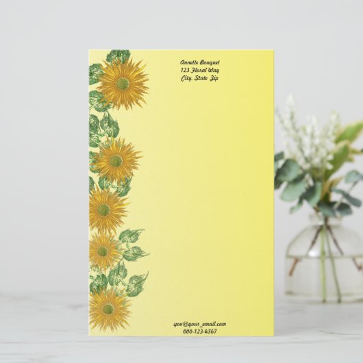 Custom Fractal Artwork Flower Leaf Border Briefpapier (Staand voorkant)