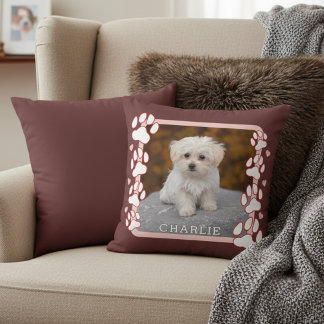 Custom Framed Pet Photo and Name Throw Pillow Kussen