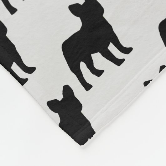Custom Frans Bulldog hond Silhouet Fleece Deken (Hoek)