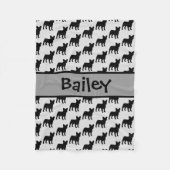 Custom Frans Bulldog hond Silhouet Fleece Deken (Voorkant)