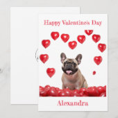 Custom Franse Bulldog Hart Ballons Valentijn Feestdagenkaart (Voorkant / Achterkant)