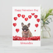 Custom Franse Bulldog Hart Ballons Valentijn Feestdagenkaart (Staand voorkant)