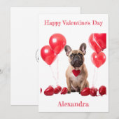 Custom Franse Bulldog Rode Hart Kraag Valentijn Feestdagenkaart (Voorkant / Achterkant)