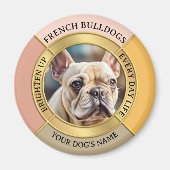 Custom French Bulldog Gold Frame Photo Magnet (Voorkant)