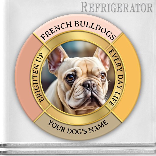 Custom French Bulldog Gold Frame Photo Magnet