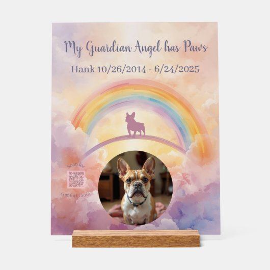 Custom French Bulldog Memorial Acrylic Sign Acryl Bord (Voorkant)