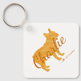 Custom French Bulldog Pastel Orange Frenchie Sleutelhanger