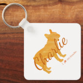 Custom French Bulldog Pastel Orange Frenchie Sleutelhanger (Voorkant)