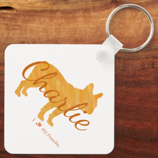 Custom French Bulldog Pastel Orange Frenchie Sleutelhanger (Achterkant)