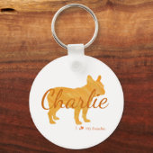 Custom French Bulldog Pastel Orange Frenchie Sleutelhanger (Achterkant)