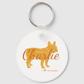 Custom French Bulldog Pastel Orange Frenchie Sleutelhanger (Achterkant)