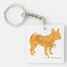 Custom French Bulldog Pastel Orange Frenchie Sleutelhanger