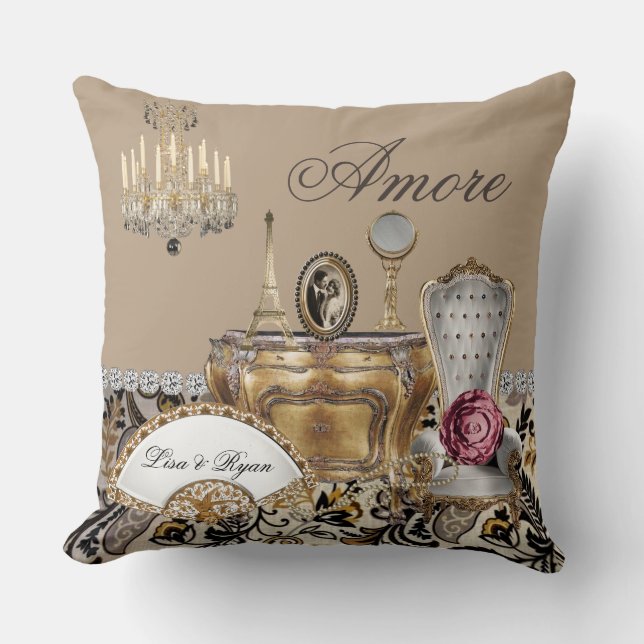 CUSTOM French CHIC PARIS Theme Beige ColorPillow Kussen (Voorkant)