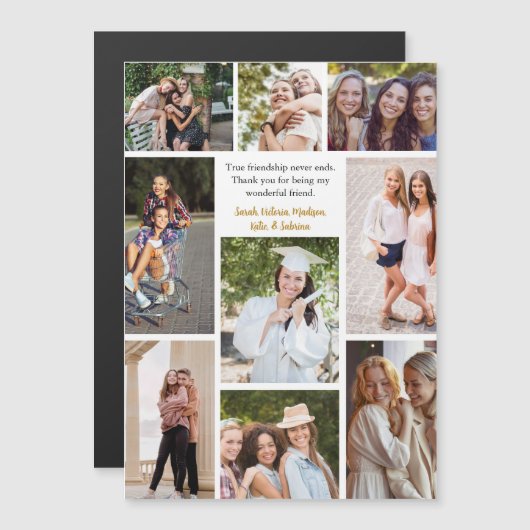 Custom Friends Collage Vriendschap Magnet Kaart (Voorkant / Achterkant)
