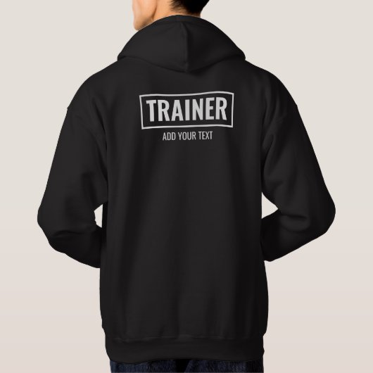 Custom Front & Back Print Mens Coach Trainer Black Hoodie (Achterkant)