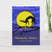 Custom Front Halloween voor oom, Cat on Branch Kaart (Voorkant)
