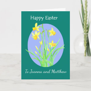 Custom Front narcissen Happy Easter Feestdagen Kaart