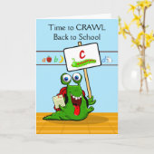 Custom Front, Terug naar school, Grappige rups Kaart (Gele Bloem)