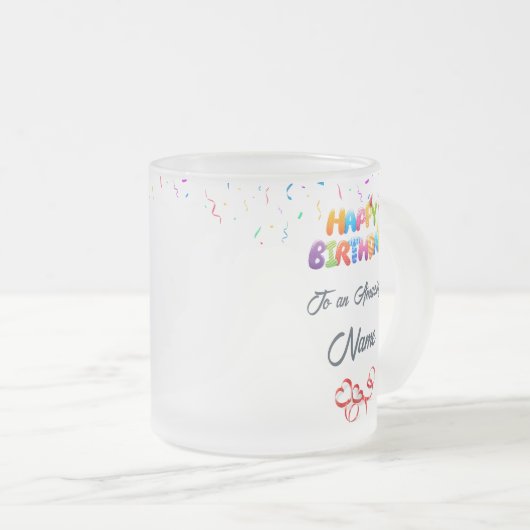 Custom Frosted Glass Mok - Elegant verjaardagscade (Voorkant rechts)