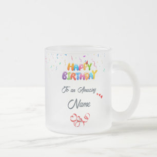 Custom Frosted Glass Mok - Elegant verjaardagscade