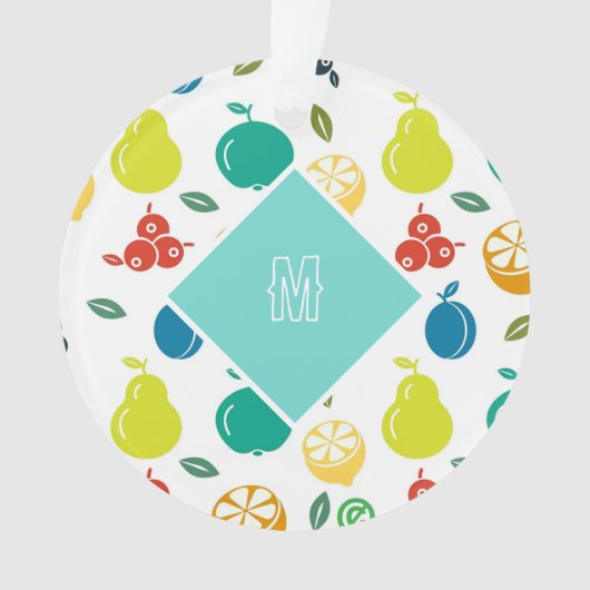 Custom Fruits Monogram Wit Ornament (voorkant)