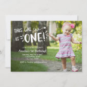 Custom Full Photo Girl Eerste Verjaardag Uitnodigi Kaart (Voorkant)