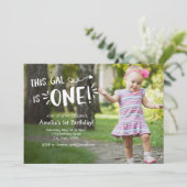 Custom Full Photo Girl Eerste Verjaardag Uitnodigi Kaart (Staand voorkant)