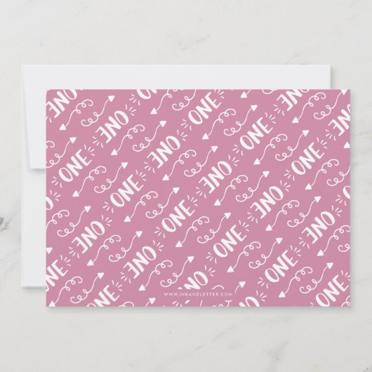 Custom Full Photo Girl Eerste Verjaardag Uitnodigi Kaart (Achterkant)