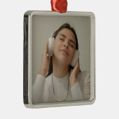 Custom Full Photo Modern Metalen Ornament (Rechts)
