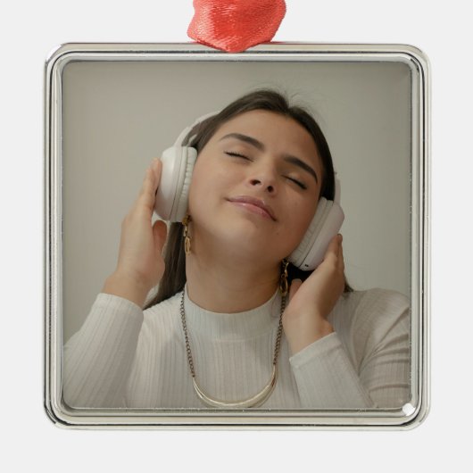 Custom Full Photo Modern Metalen Ornament (Voorkant)