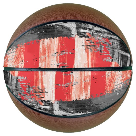 Custom Fullsize Basketball – Red Pulse Abstract Basketbal (Voorkant)