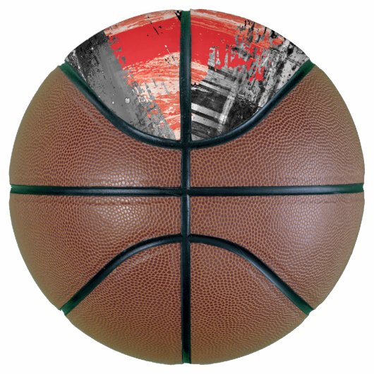 Custom Fullsize Basketball – Red Pulse Abstract Basketbal (Rechts)