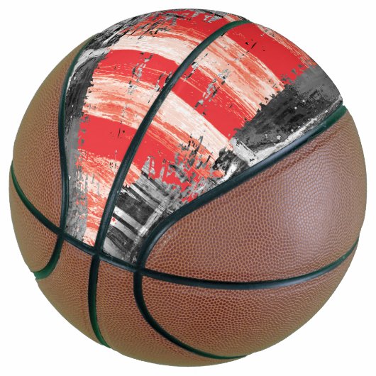 Custom Fullsize Basketball – Red Pulse Abstract  Basketbal (Schuin)