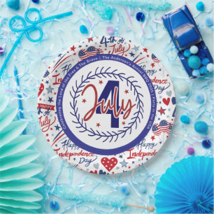 Custom Fun 4th July Rood Wit Blauw Papieren Bordje