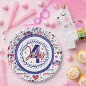 Custom Fun 4th July Rood Wit Blauw Papieren Bordje (Feest)