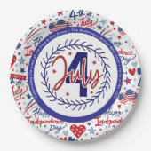 Custom Fun 4th July Rood Wit Blauw Papieren Bordje (Voorkant)