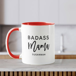 Custom Fun BADASS MAMA Modern Chic Moederdag Mok