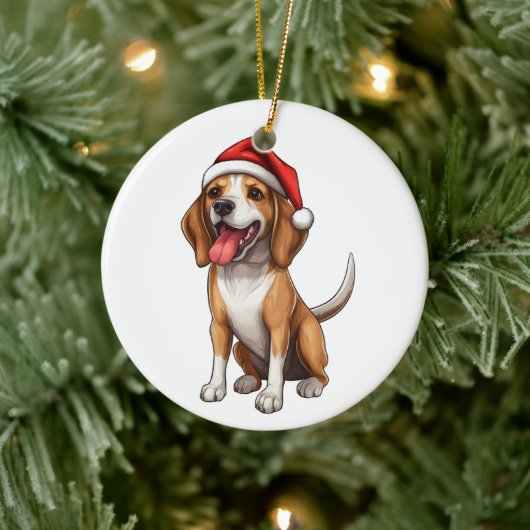 Custom Fun Beagle Christmas Dog Keramisch Ornament (Boom)
